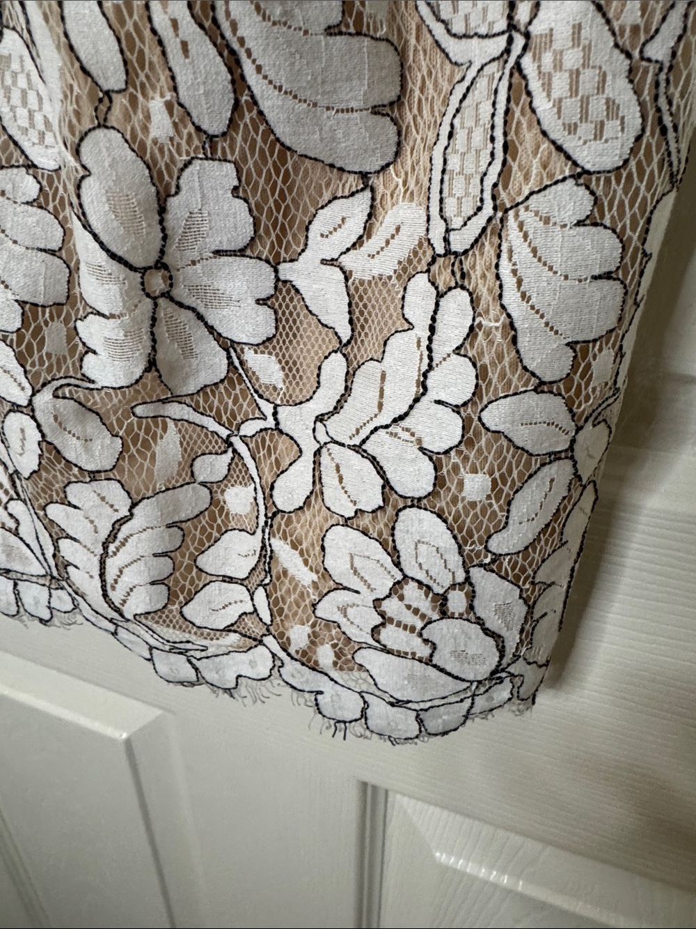 Lulu's White Floral Lace Mini Dress over Nude - Picture 3 of 7